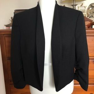 Kasper Black Blazer Jacket Ruched Sleeves Size 4